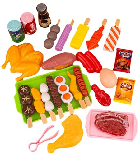 Kinder Grill Spielzeug und Zubehör, Garten Küche Grill Spielset für Kinder, Spielzeug Essen für Kinderküche, Rollenspiele Spielküche Zubehör Geschenk für Jungs und Mädchen 3 4 5 6 Jahren