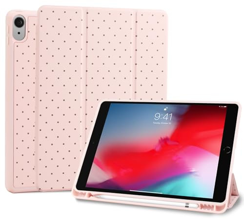 Fycyko Case for iPad Air 11 Inch M4 (2026)/M3 (2025)/M2 (2024),iPad Air 5th/4th Generation(2022/2020)-Pink Polka Dot Stylish Aesthetics Design with Pencil Holder Protective Cover for iPad 10.9 Inch
