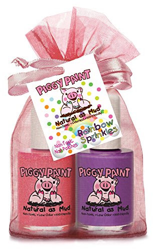 Piggy Paint Non-toxic Girls Nail Polish - Safe, Chemical Free - Rainbow Sprinkles 2 Pack