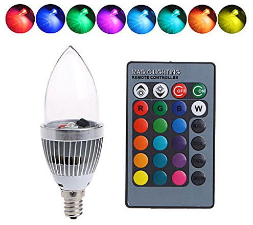 E14/E12 Lampadina LED 3W RGB 16 Colori Cambiano Candela Luci Luce con Telecomando Decorazione Atmosfera Romantica per Partito Toilette Corridoio Albergo Bancone Bar Ristorante Occidentale Casa (E14)