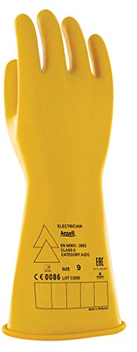 Ansell Elektro-Isolierhandschuhe mit niedriger Spannung, Klasse 0, Größe L, Gelb