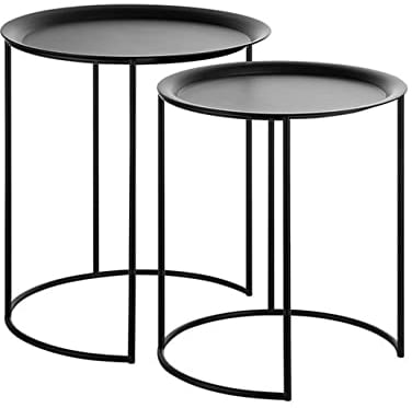 Beliani Beistelltisch Couchtisch Set schwarz matt modern Twins