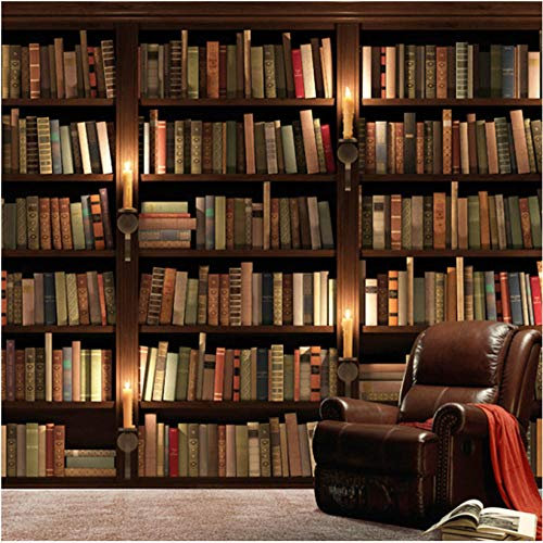 Mural Wallpaper Photo Home Custom Photo Wallpaper 3D European Style Retro Sofa TV Background Wallpaper Mural Wall Bookcase Books Bookshelf Mural Wall Paper