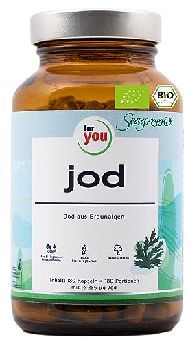 for you jod Bio - hochdosiertes Jod aus Bio-Braunalgen von Seagreens® - aus biologischer Wildsammlung, nachhaltig geerntet und schonend getrocknet - vegane Kapseln mit je 256µg Jod (1)