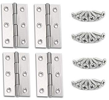 YOFASEN Edelstahl Türscharnier - Schrankscharnier Wohnmöbel Scharniere Klappscharnier mit M3.5 * 16mm Schrauben, Silber, 3 Zoll(66 * 37 * 1.0mm) - 4pcs