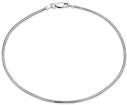 Bling Jewelry Bracelet De Cheville Unisexe Simple En Chaîne De Serpent Pour Femmes Ados En Argent Sterling Ou 10 Pouces 1.5Mm Bracelets Plus Pour Hommes