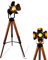 Lampadaire Moderne Sur Pied Salon Industriel Vintage fer et Bois Noir, Lampe e27 Liseuse Interieur Trepied à Poser Naturelle Projecteur Abajour Cinema Metal pour Chambre Bureau Adulte Hotellerie