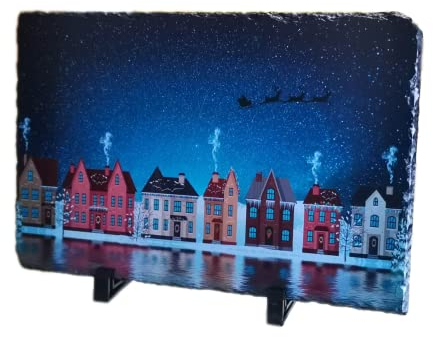 Personalisiertes Schieferbild,Schiefertafel zum Selbstgestalten mit eigenen Fotos und Texten auf Nutur Schifferplatte als Fotogeschenk(19x14cm)