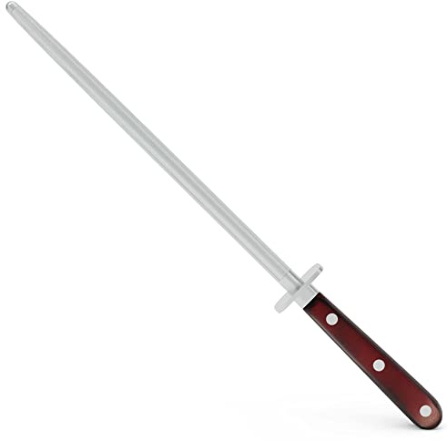 Giesser seit 1776 - Made in Germany - Wetzstahl 25 cm Rocking Chefs, PremiumCut Steel No 1, rot, Messerschleifer, Micarta, genietet, rostfrei, deutsches Grillmesser scharf