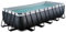 EXIT TOYS Piscine Black Leather - 540x250x122cm - Grande Piscine rectangulaire avec Pompe à Filtre à Sable - Piscine Extra Profonde - Cadre Solide - Comprend échelle de Piscine - Design Unique - Noir