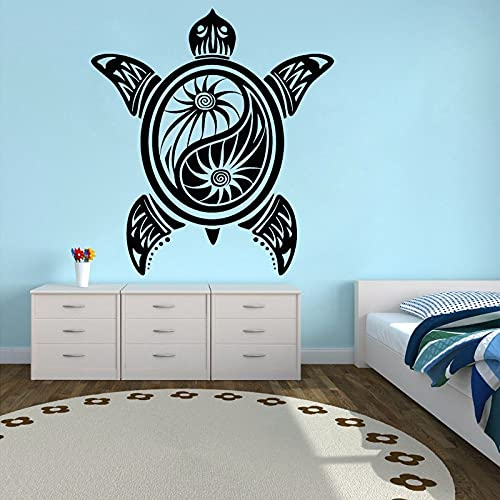 QIANGTOU Meeresschildkröte Vinyl Wandtattoo Yin Yang Buddhismus Aufkleber Yoga Studio Wandbild Abnehmbare Wohnkultur Schlafzimmer Wohnzimmer 71x78cm