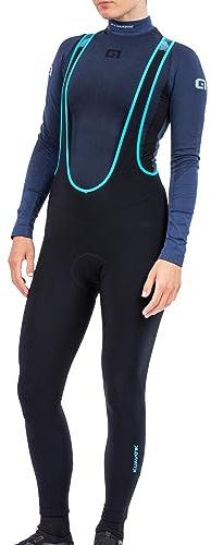 Alé Cycling Damen Klimatik K-Atmo 2.0 Trägerhose, Schwarz/Cyan, S