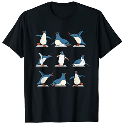 Pinguin Yoga Poses Pingucardio Exercise Fitness Gym Workout T-Shirt