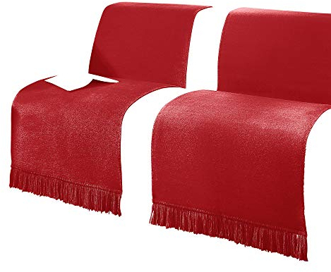 Erwin Müller Sofaüberwurf, Sofaläufer, Sesselschoner rot Größe 100x200 cm - anschmiegsam, temperaturausgleichend, mit Fransen - (weitere Farben, Größen)