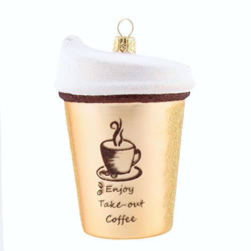 440s Christbaum-Hänger Coffee to go Becher aus Glas Christbaumkugel Kaffeebecher Weihnachts-Schmuck wiederverwendbar