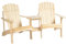 Outsunny Adirondack Gartenstuhl mit Tisch und Schirmloch 2 Sitzer Gartensessel Sitzgruppe Gartenmöbel für Balkon Massivholz Natur 178 x 87 x 92 cm