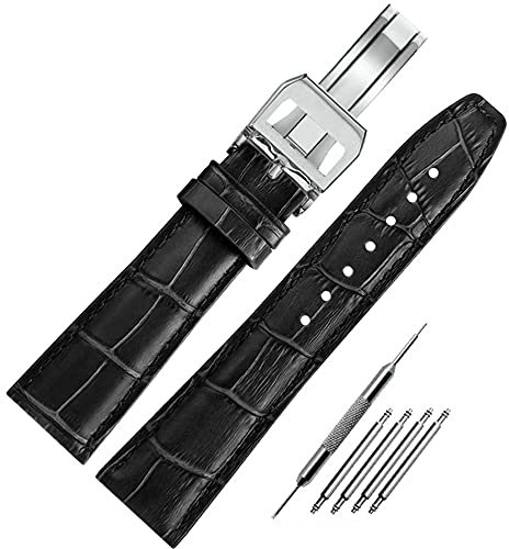 FOUUAAO Uhrenarmbänder für IWC Armband Echtes Leder Uhrenarmbänder 20mm 21mm 22mm Alligator Geprägte Ersatz Faltschließe Armbänder für IWC Portugieser für IWC Portofino Pilot'Watch Armband Original