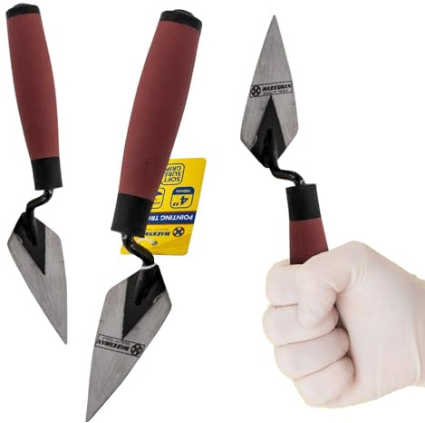 2 X 4 Pointing Trowels - Handle Soft Grip | Brick Jointer, Bricklayer Bricklaying, Brick Work Trowel, 4 Inch Strong & Durable, Long Lasting New