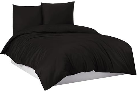 Bettwäsche Bettgarnitur Bettbezug 100% Baumwolle 135x200 155x220 200x200 200x220, Farbe:Schwarz, Größe:155 x 220 cm