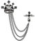 Frodete Kreuz Krone Lange Kette Brosche Retro Kristall Pins Kragen Pin Anzug Abzeichen Pin Strass Quaste Brosche Pin Mantel Quaste Kette Anstecknadeln für Herren Anzug Zubehör, Metall, Ohne Edelstein