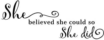 Wandaufkleber mit Aufschrift She Believed She Could So She Did, inspirierender Wandaufkleber, Vinyl, einfach abziehen und aufkleben, motivierendes Zitat, Wandkunst für Wohnzimmer, Heimdekoration