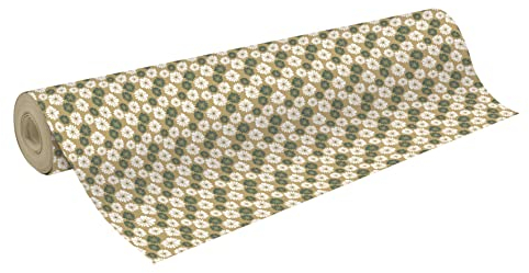 Clairefontaine 223906C - Une Bobine De Papier Cadeau - Papier kraft brut 70g - Dimensions : 50x0,70m - Motif : Pâquerettes- Emballage Cadeau, Idéal Pour Les Emballages Professionnels