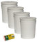 Jinfa Lot de 4 poubelles en métal avec poignées et couvercle + 50 sacs poubelle | Blanc Crème | 18L