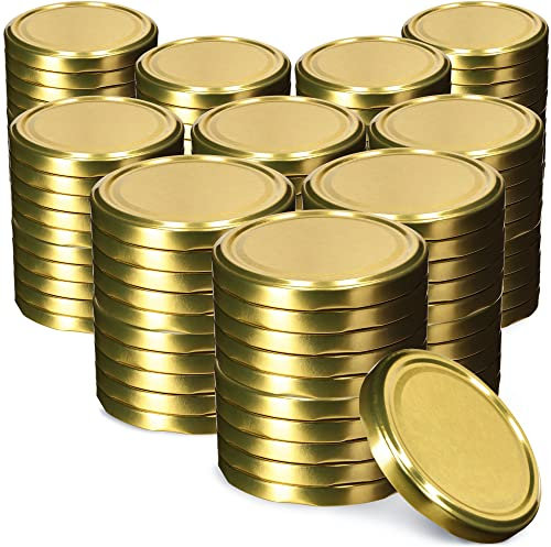 Capsule à vis KADAX pour bocaux, couvercle twist-off en métal de diamètre 63 mm, couvercles de rechange pour bocaux de conserve, bouteilles et bocaux de conserve (lot de 100, couleur or)