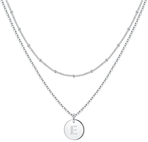 TINGN Personalisierte Geschenke für Mädchen Kette Silber - Teenager Mädchen Geschenke für Kinder 8 9 10 11 12 Jahre Silber Kette mit Buchstaben Halskette Damen Buchstaben E Halskette Schmuck