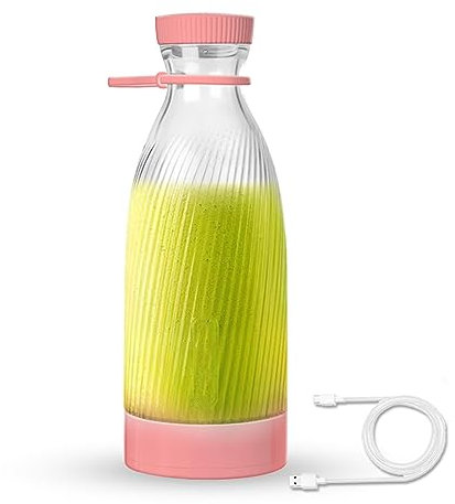Fresh Juice Batidora Portatil, 500 Ml, DiseñO De 6 Cuchillas Batidora Botella, Carga Usb PortáTil InaláMbrica Blender, Adecuado Para Viajes, Al Aire Libre, Coche,Pink