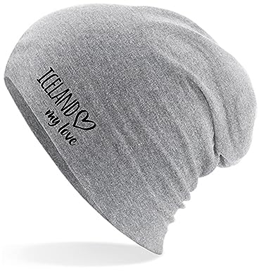 huuraa Wintermütze Iceland My Love Geschenk Mütze Heather Grey Iceland Accessoire