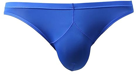 Générique sous-vêtements en Soie glacée pour Hommes Slips Transparents Taille Basse sous-vêtements Sexy Transparents Boxer Slips U convexes Bikinis (Bleu,L)