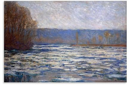GAJUST Monet Winter On The Seine-Poster, Eisbrechung auf der Seine, gemalt von Claude Monet im Jahr 1893, Leinwanddruck, Kunstposter, ungerahmt, 40 x 60 cm