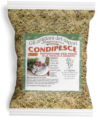 Preparato per Pesce alla Griglia - Busta da 50 gr | Insaporitore per Condire Pesce in Grill - Mix di Spezie Aromatiche di Origine Siciliana (Preparato per Grigliata di Pesce)