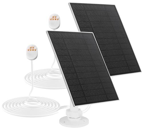 Solar Panel Charger Compatible with Google Nest Camera Outdoor & Indoor (Battery Version),5V 5W Solar Panel with 13ft/4m Charging Cable, Fast Battery Charging,2 Pack