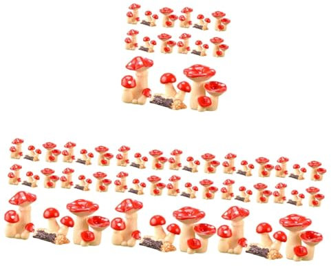 Milisten 60 Stück Simulierte Pilzornamente Mini-Pilzornamente Für Feengärten Und Puppenhäuser Pilzfiguren Pilzdekorationen Kleine Pilzdekoration Kuchen Rotes Harzspielzeug