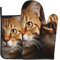 Ofenhandschuhe und Topflappen, hitzebeständig, für Küche, Topfhandschuh, Katzen, rutschfest, Ofenhandschuhe und Topflappen zum Kochen, Grillen, Backen, Grillen, 2 Stück