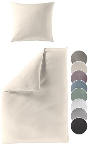 liebling Satin Bettwäsche Natur, 1 x Bettbezug 135 x 200 cm + 1 x Kissenbezug 40 x 80, Bettzeug aus 100% seidig weicher Baumwolle, 60 Grad, Ökotex Made in Green