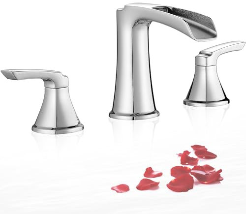 HOIGY Ensemble de robinets de baignoire cascade à haut débit en laiton chromé, ensemble de robinets de baignoire romaine, ensemble de robinets de baignoire à 3 trous de 20,3 cm pour baignoire de