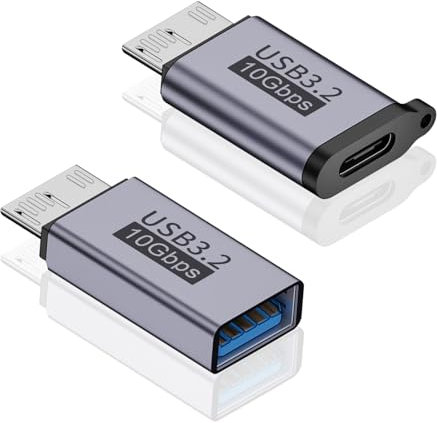 Maxhood Micro B to USB 3.2 Adapter kit, USB C Female to Micro B Adapter + USB A Female to Micro B Adaper, 10Gbps USB to Micro B Adapter for USB 3.0 Hard Drive External Portable SSD HDD