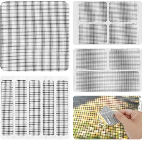 VINEST 110Stk. Fliegengitter Reparatur Set – 40Bl. insgesamt, Selbstklebend Fliegengitter Fenster Reparatur Klebeband, Verschiedene Größen Wasserfest Fliegengitter Reparatur für Schnelle Verwendung