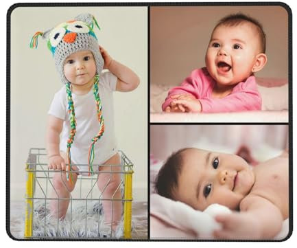 Personalised Photo Mouse Mat Non-slip Mouse Pad with Pictures/Text/Logo Customised Mouse Pads for Gifts for Dad Mum Friends Family Kids, Design Your Own Desk Mat with Printed Collage 3 Images