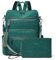 Shrrie Rucksack Damen,Cityrucksack Reiserucksack,PU Lederrucksack Handtasche Rucksack Damen Wasserdicht mit Geldbörse für Freizeit,Büro,Pendeln,Arbeit,Daypack-Vintage Dunkelgrün