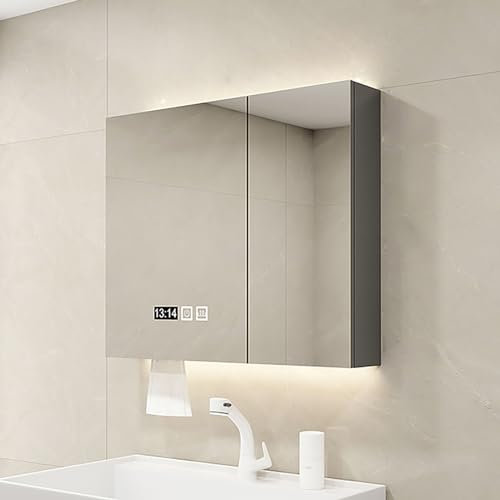 JSLJDM Armoire De Toilette Armoire salle de bain rangement, Armoire Salle de Bain avec Miroir et Éclairage LED,Armoire de toilette miroir salle de bain,Anti-buée Intelligent,La luminosité peut être aj