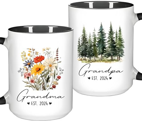Lot de tasses promotionnelles pour grands-parents 2024 445,2 g, cadeaux pour la première fois 2025, cadeau d'annonce de bébé pour les grands-parents, cadeau pour grand-mère, grand-père, annonce de