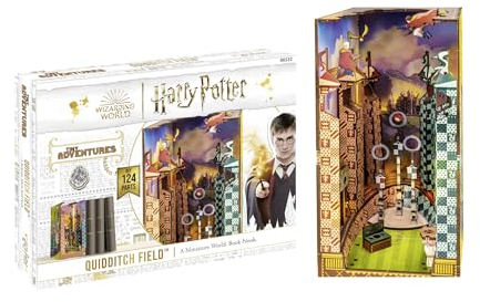 Revell Modellbausatz Tiny Adventures I Quidditch Field Harry Potter I 3D Miniaturhaus I Book Nook Holz Buchstütze I Geburtsagsgeschenk für Fans I Buchstütze Harry Potter