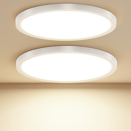 Taipow 18W 2448LM Led Deckenleuchte Flach, 4000K Neutralweiß Deckenlampe Flur LED Rund, IP44 UltraDünn Badezimmer Lampe Küchenlampe Decke für Küche Bad Schlafzimmer Flur Balkon Keller, Ø22CM (2 Stück)