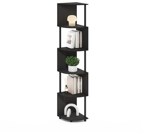 Furinno ECON scaffale angolare, a 5 ripiani libreria angolare, scaffali contenitivi a zigzag, scaffale espositivo, libreria, per organizzazione e contenimento, soggiorno, ufficio domestico, Espresso