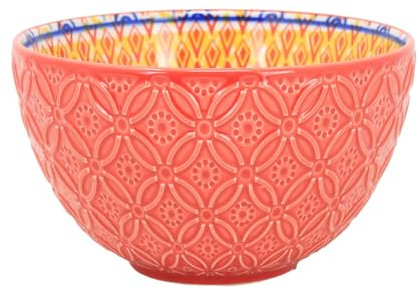 Lesser & Pavey Red Ceramic Bowl 500ml Tuscany Bohemian Soup Salad 13cm Dia Mediterranean Design