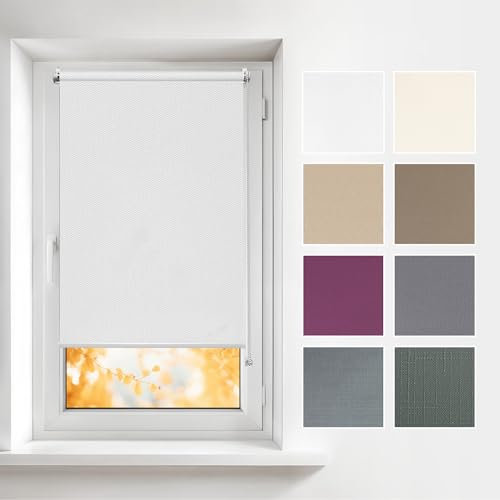Estores enrollables de Interior sin taladrar - Blanco 40 x 120 cm - Persianas traslúcidas - se Pueden Montar sin taladrar, privacidad Temporal, protección Solar